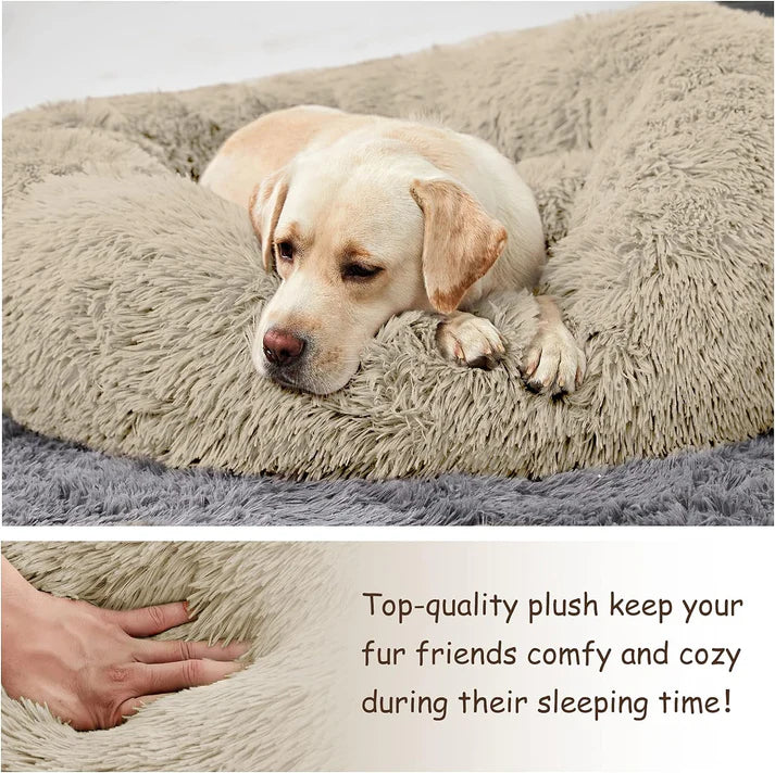 Happy Dogly Washable Donut Dog Bed – Calming Round Cuddler for Medium & Large Dogs