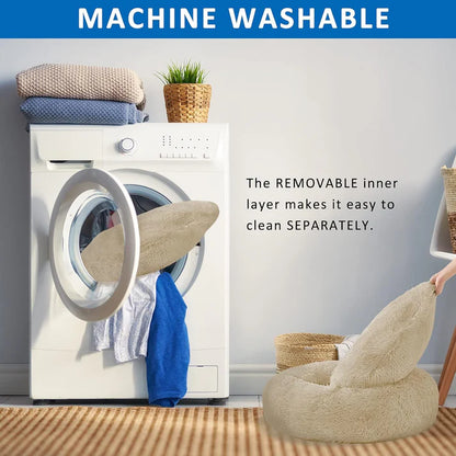 Happy Dogly Washable Donut Dog Bed – Calming Round Cuddler for Medium & Large Dogs