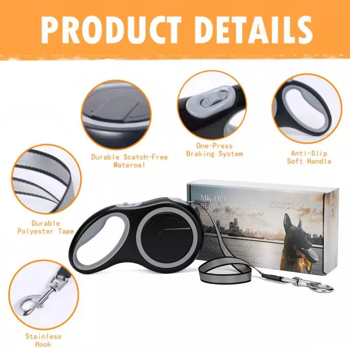 26ft Retractable Dog Leash – Heavy Duty for Dogs up to 110 lbs