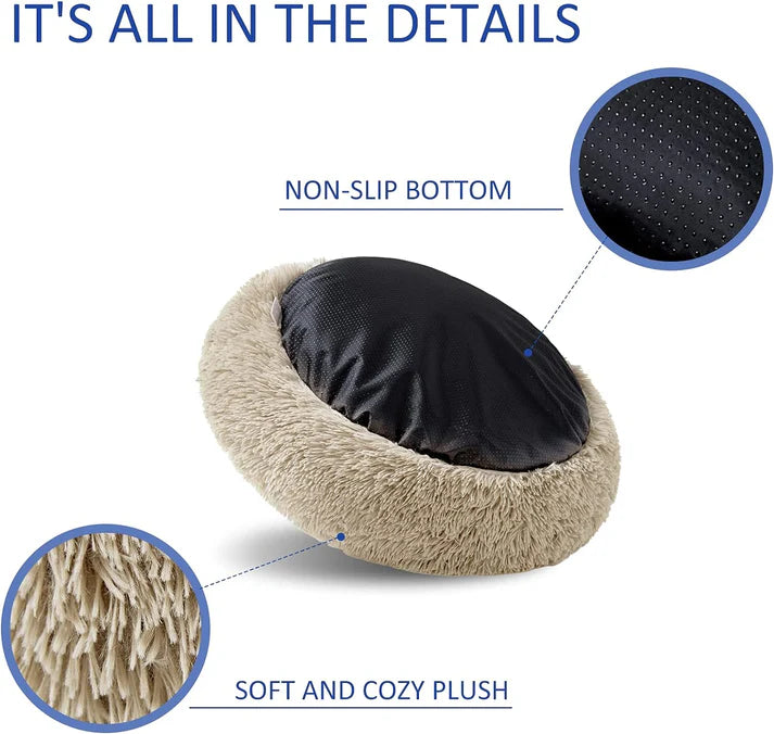 Happy Dogly Washable Donut Dog Bed – Calming Round Cuddler for Medium & Large Dogs