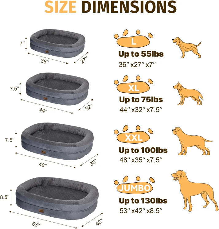 Orthopedic Memory Foam Dog Bed – Waterproof, Washable with Bolsters for Large Dogs