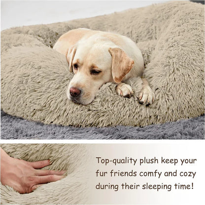 Happy Dogly Washable Donut Dog Bed – Calming Round Cuddler for Medium & Large Dogs